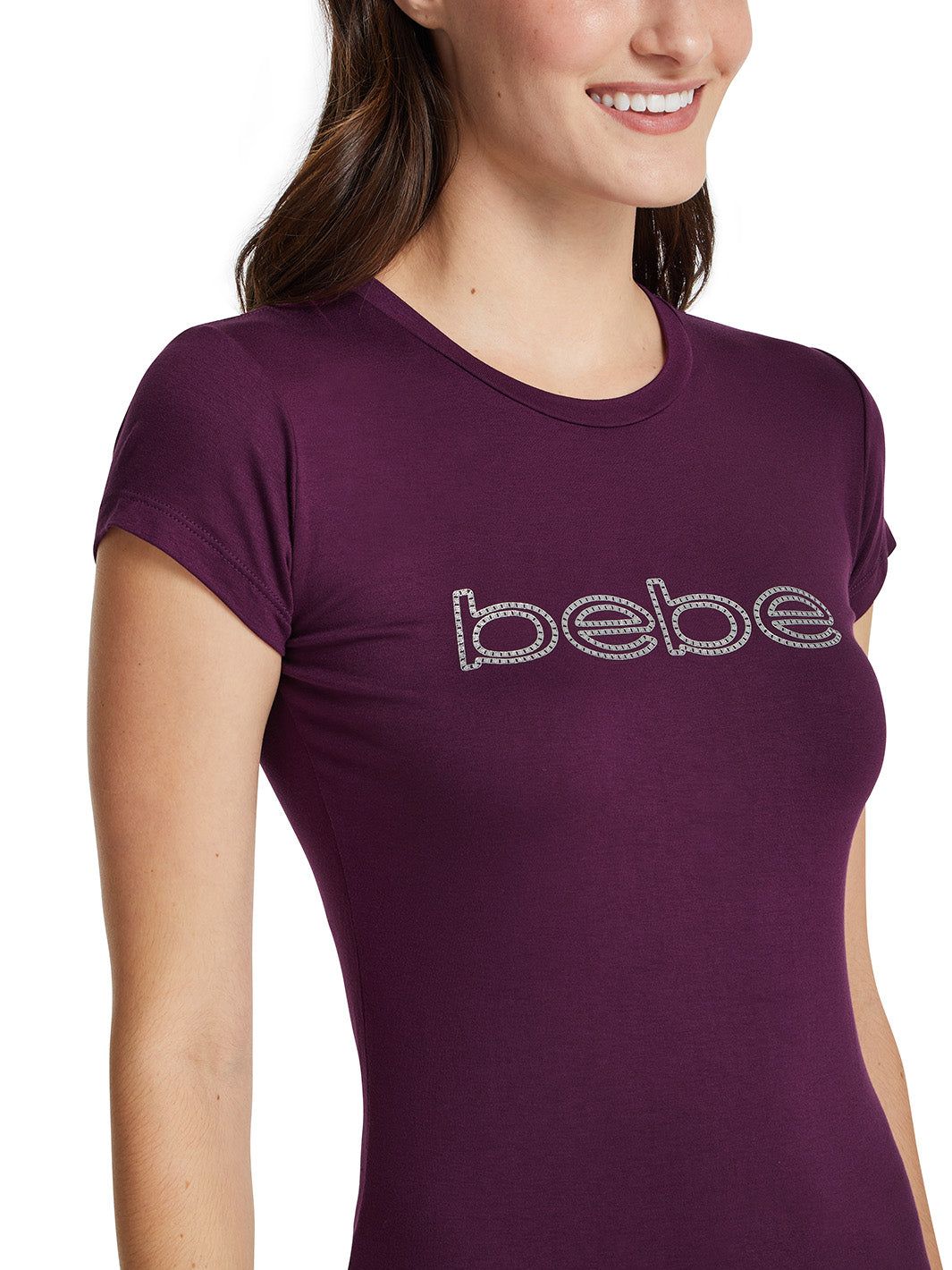 Bebe Plum Foil Logo Graphic Tee sold by Lord & Taylor product image thumbnail 3