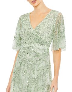 Sequined Butterfly Sleeve High Low Gown sold by Lord & Taylor