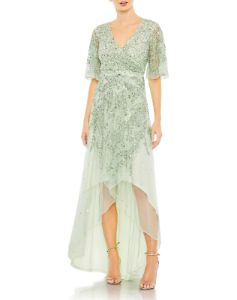 Sequined Butterfly Sleeve High Low Gown sold by Lord & Taylor