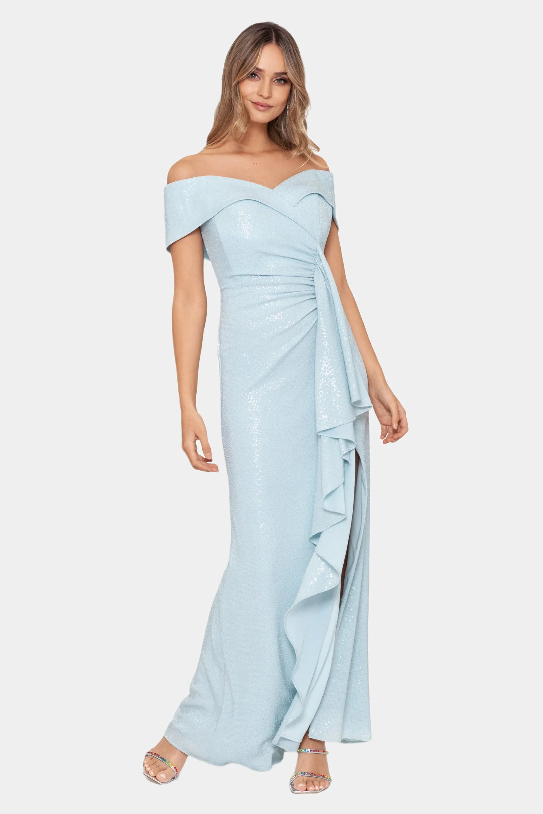 Long Off The Shoulder Ruffle Ruched Dress sold by Lord & Taylor product image thumbnail 4
