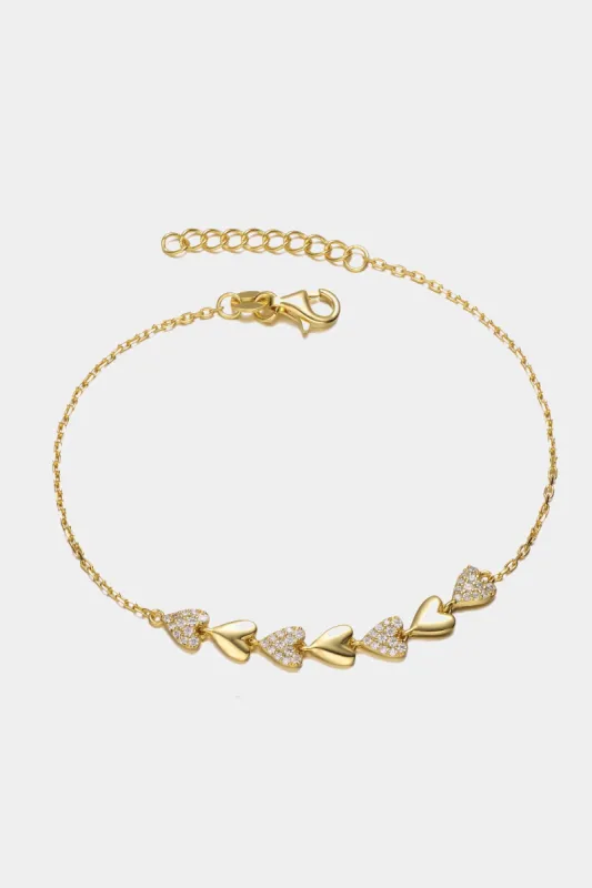 CZ Pave Heart Stampato Link Bracelet sold by Lord & Taylor