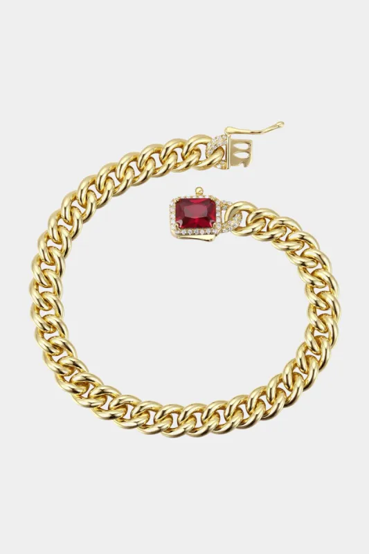 Ruby & Cubic Zirconia Curb Chain Bracelet sold by Lord & Taylor