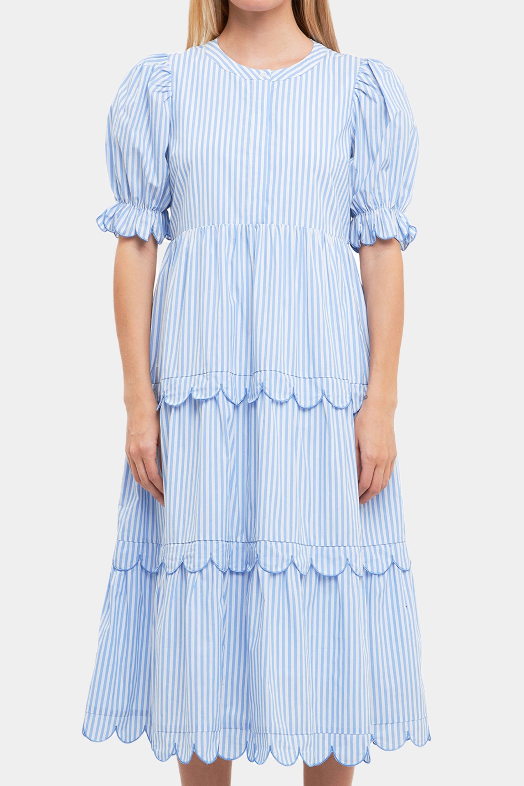 Stripe Scallop Edge Midi Dress sold by Lord & Taylor product image thumbnail 2