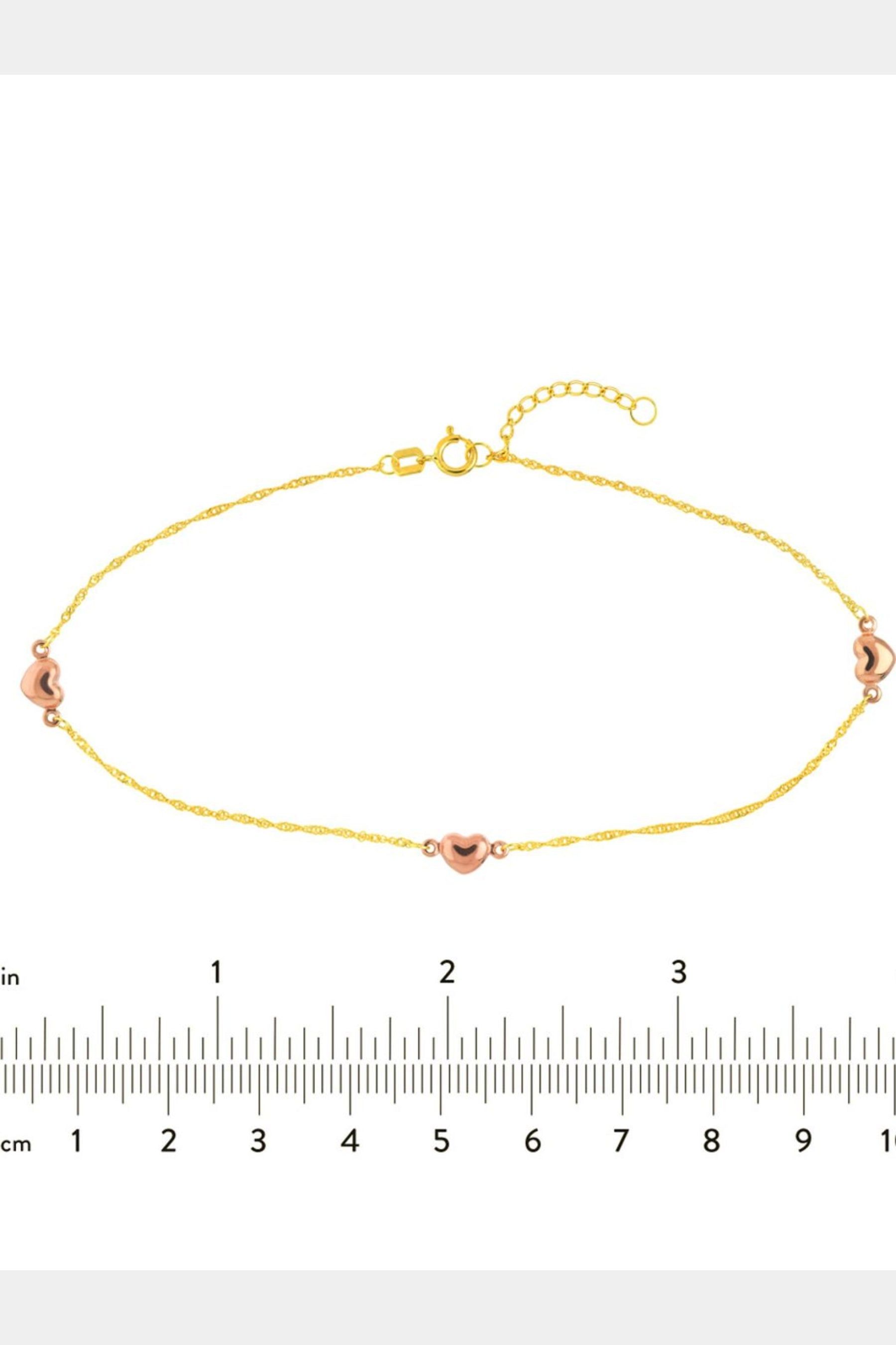 Two-Tone Rose Heart Trio Adjustable Anklet sold by Lord & Taylor product image thumbnail 4