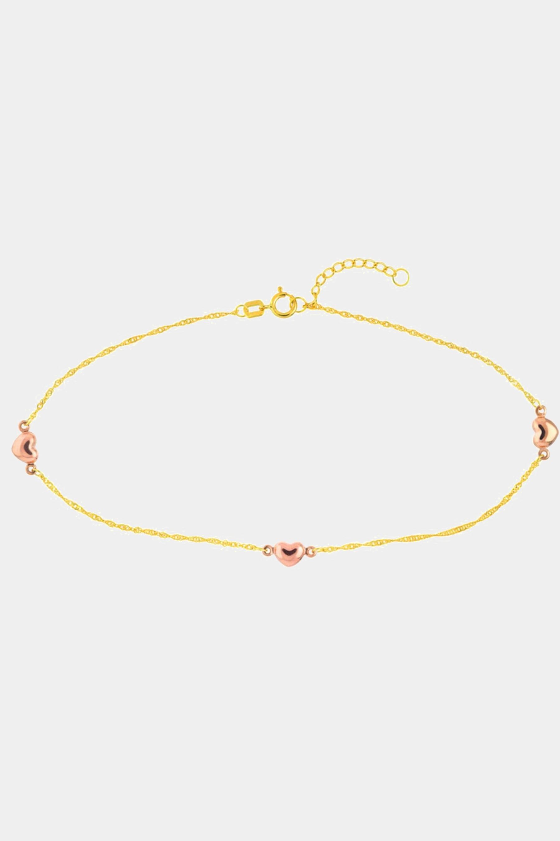 Two-Tone Rose Heart Trio Adjustable Anklet sold by Lord & Taylor