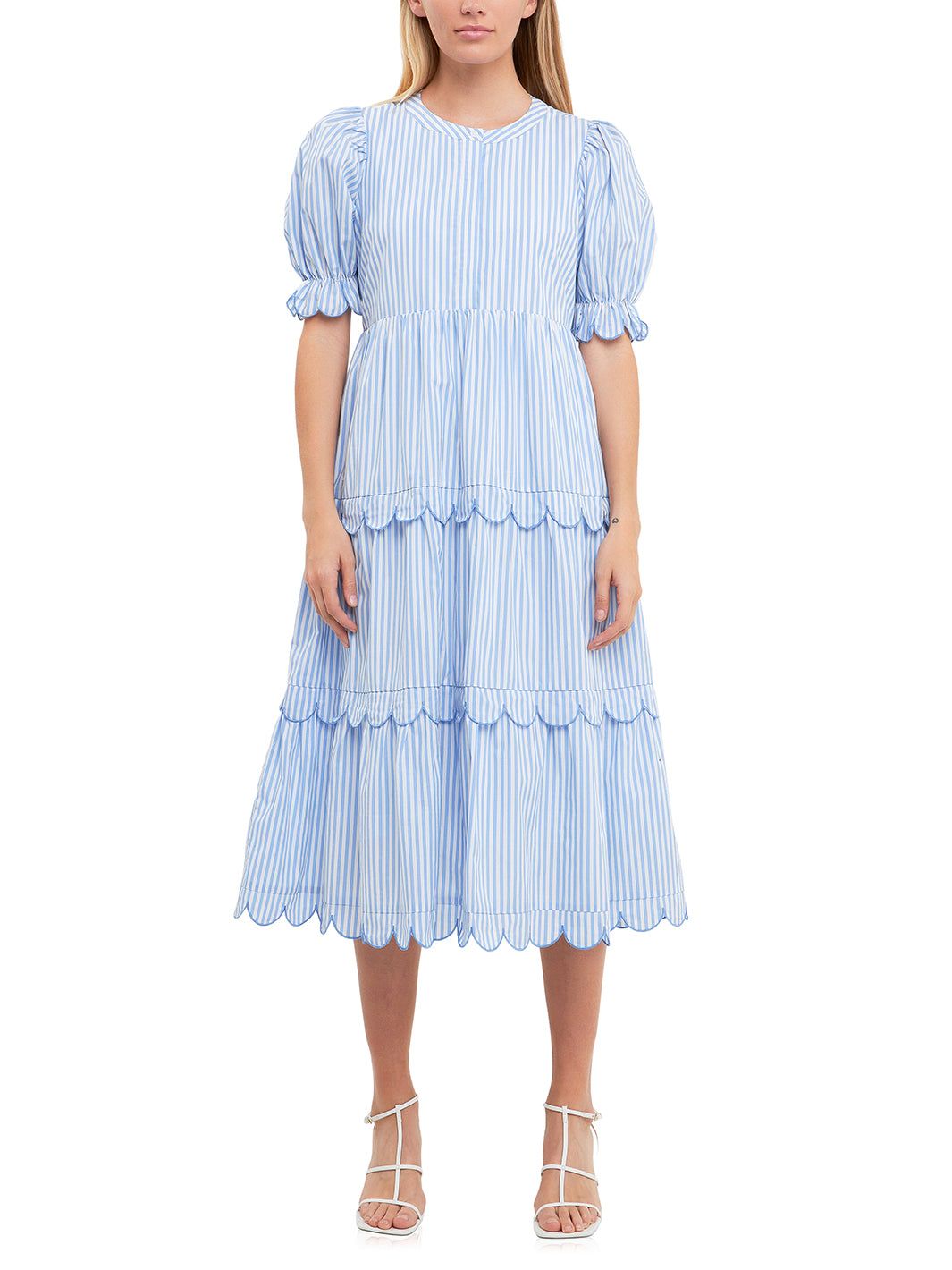 Stripe Scallop Edge Midi Dress sold by Lord & Taylor product image thumbnail 6
