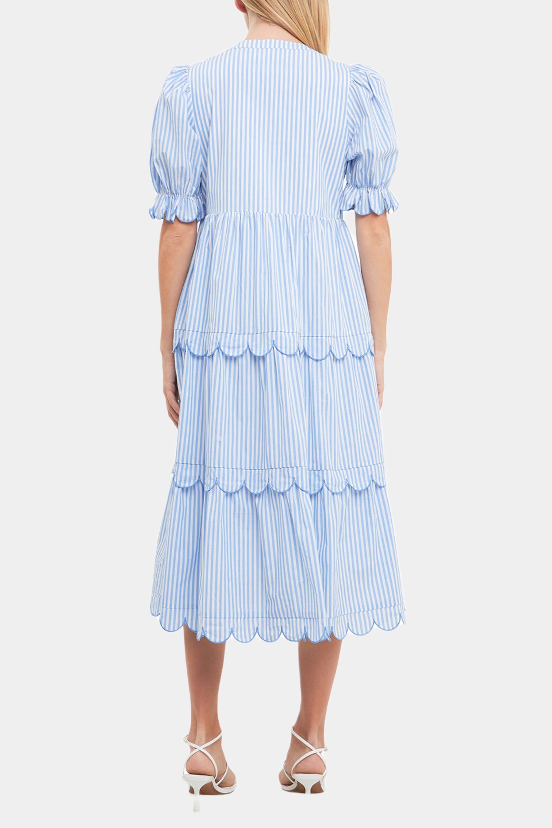 Stripe Scallop Edge Midi Dress sold by Lord & Taylor product image thumbnail 3