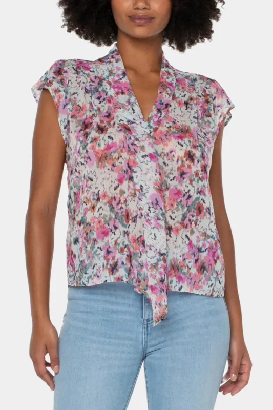Flutter Sleeve Floral Blouse sold by Lord & Taylor