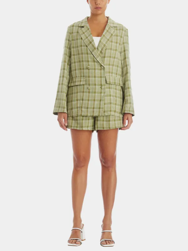 Plaid Oversized Blazer & Shorts 2-Piece Set made by Lena