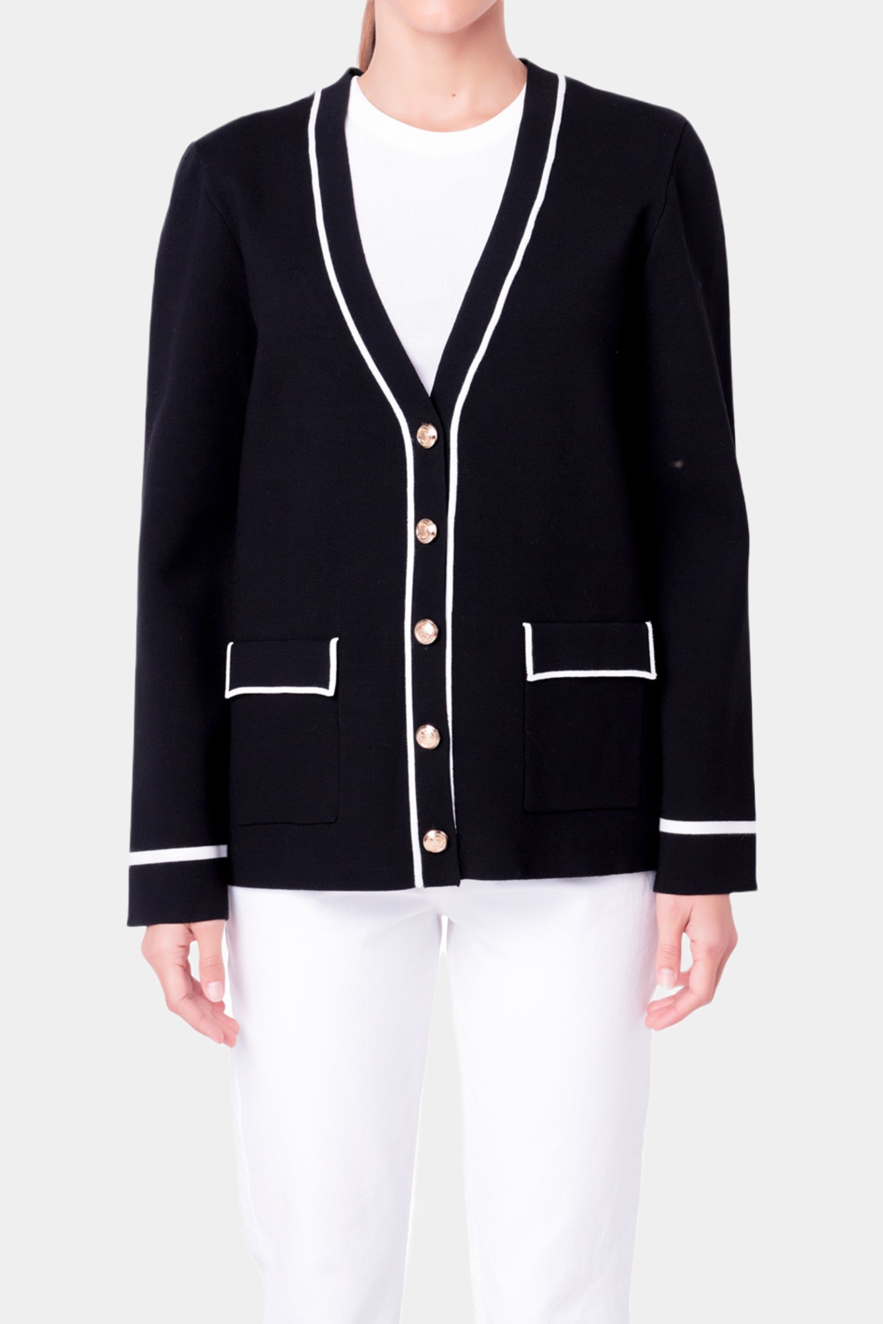 Knit Contrast Cardigan sold by Lord & Taylor product image thumbnail 5