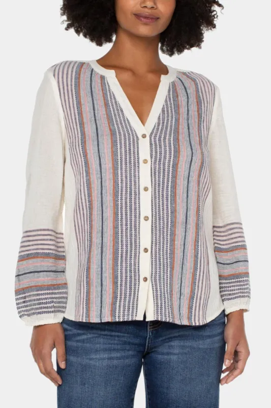 Button Front Shirred Blouse sold by Lord & Taylor