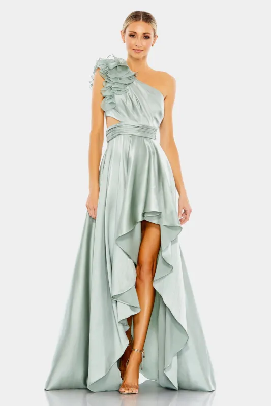 Ruffled One Shoulder Cut Out Gown sold by Lord & Taylor