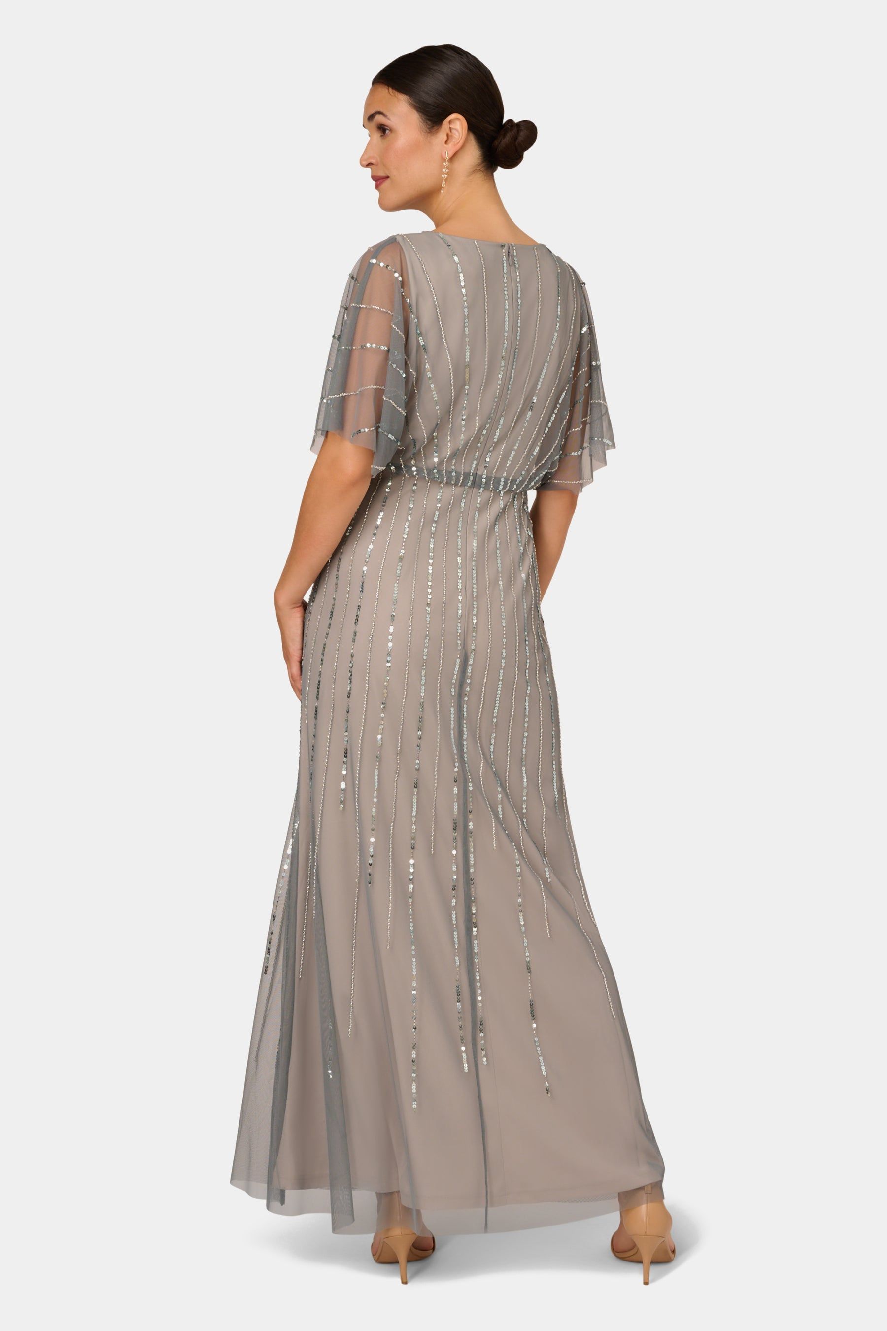 Flutter Sleeve Surplice Blouson Beaded Gown sold by Lord & Taylor product image thumbnail 3