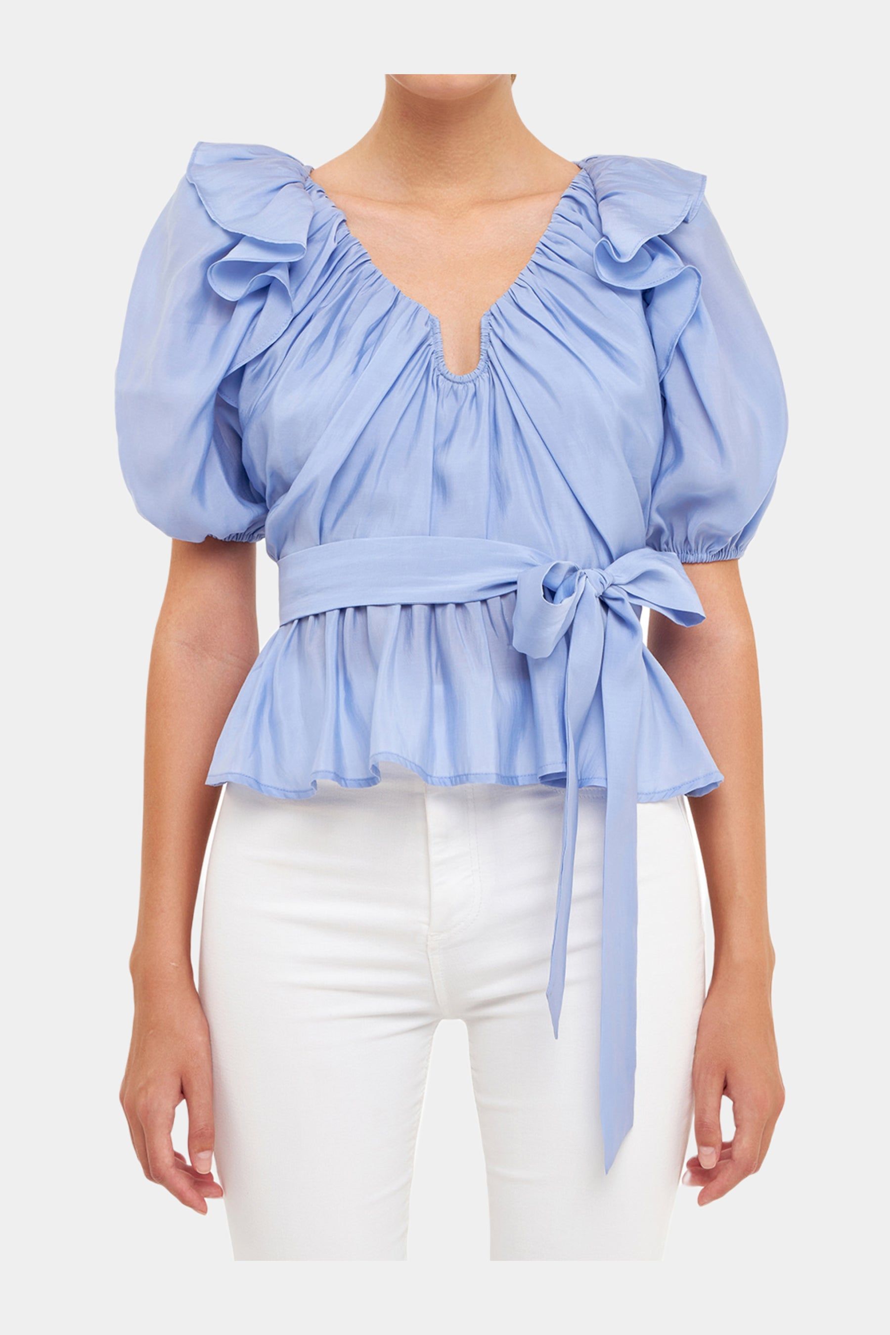 U-neckline Puff Sleeve Top sold by Lord & Taylor product image thumbnail 2