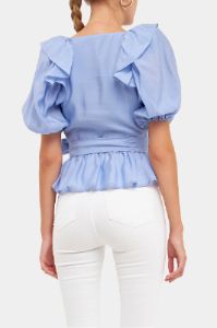 U-neckline Puff Sleeve Top sold by Lord & Taylor