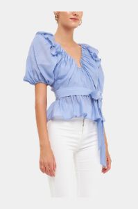 U-neckline Puff Sleeve Top sold by Lord & Taylor