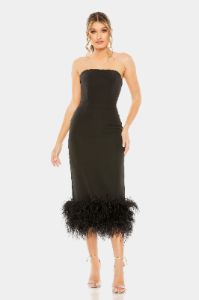 Strapless Column Dress With Feather Trim sold by Lord & Taylor