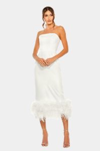Strapless Column Dress With Feather Trim sold by Lord & Taylor