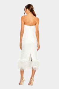 Strapless Column Dress With Feather Trim sold by Lord & Taylor