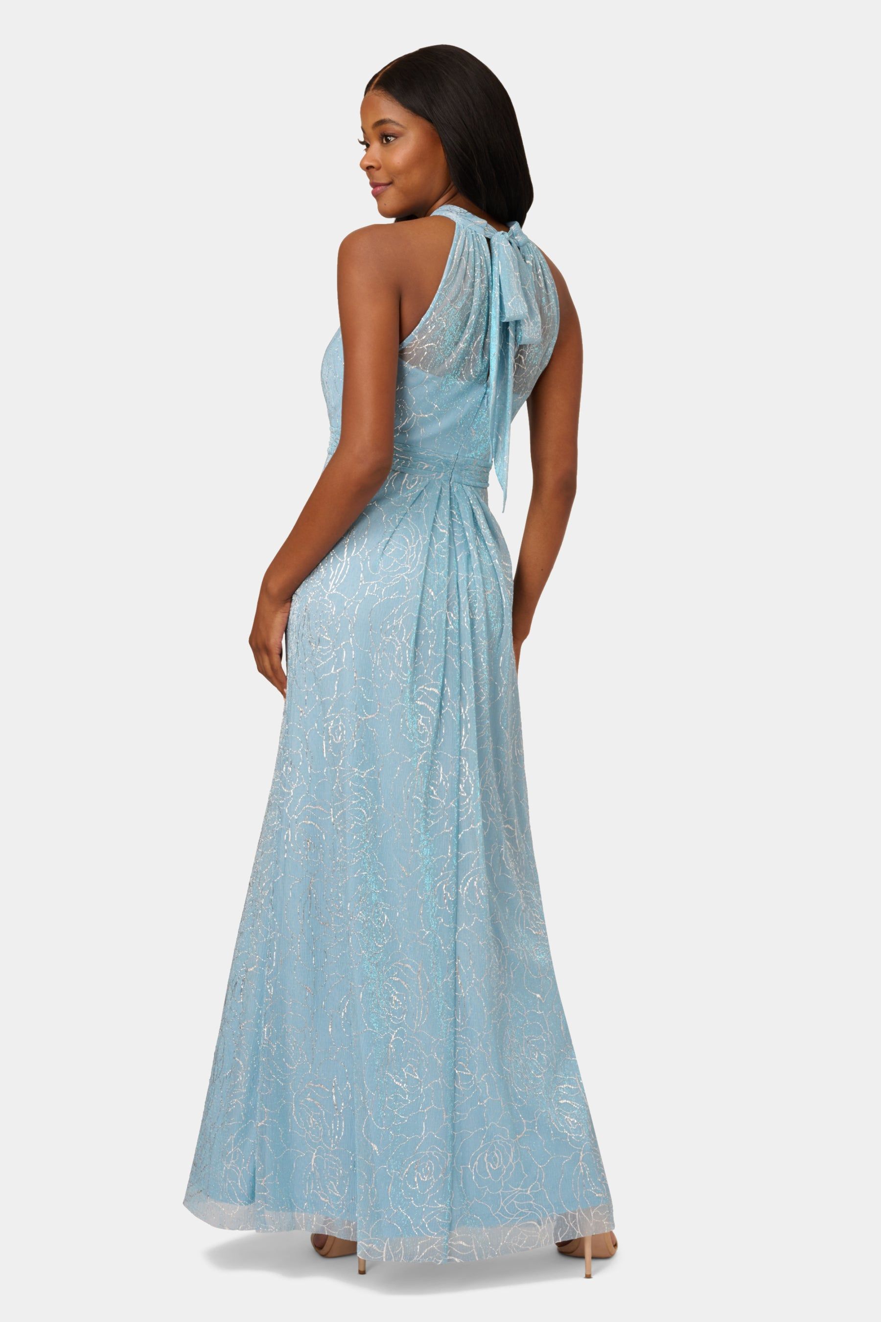 Metallic Stencil Halter Gown sold by Lord & Taylor product image thumbnail 3