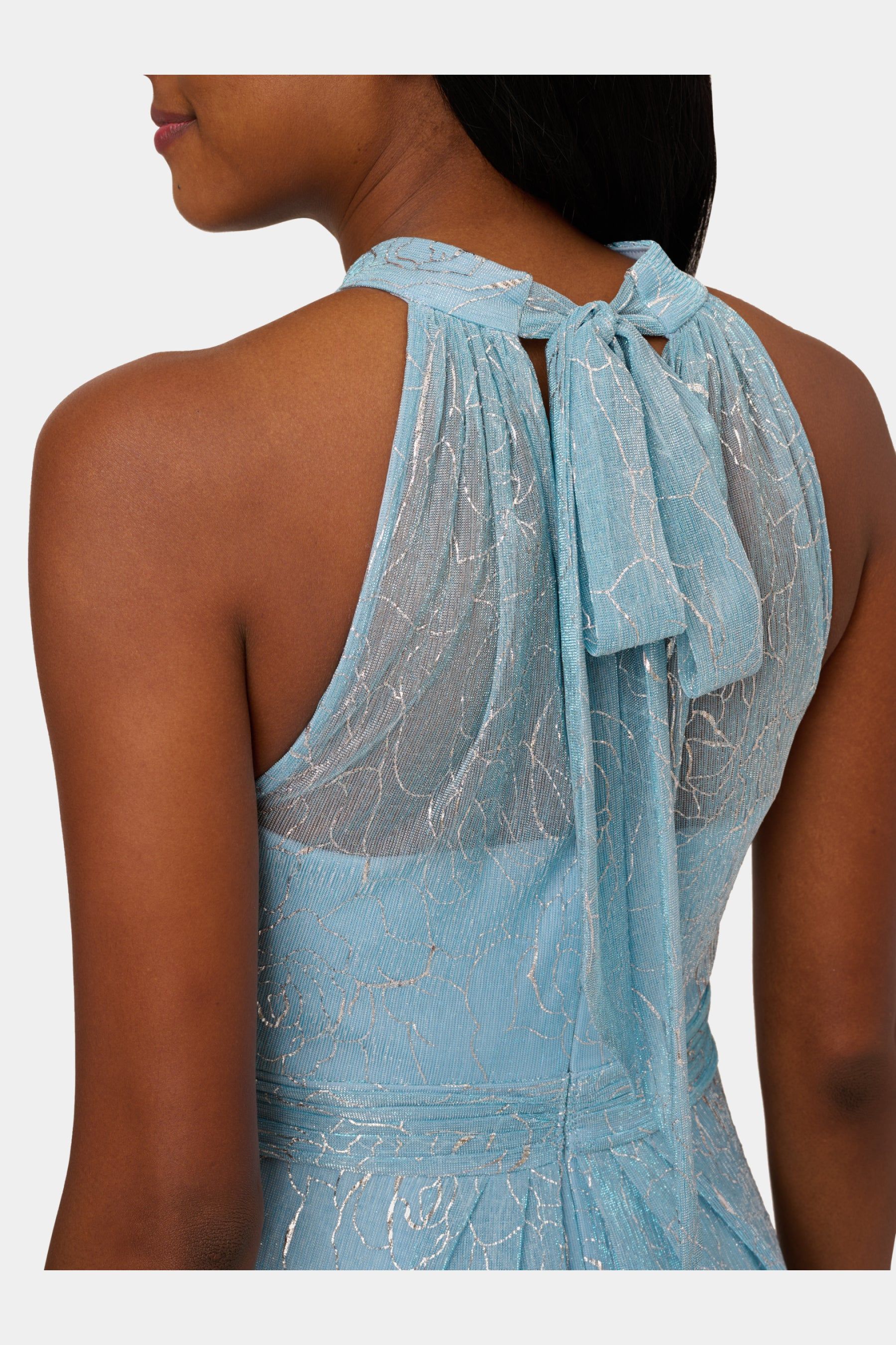 Metallic Stencil Halter Gown sold by Lord & Taylor product image thumbnail 4