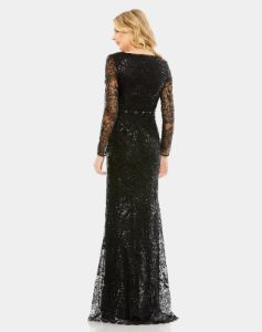 Embellished Wrap Over Long Sleeve Gown sold by Lord & Taylor