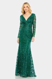 Embellished Wrap Over Long Sleeve Gown sold by Lord & Taylor