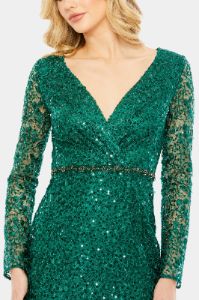 Embellished Wrap Over Long Sleeve Gown sold by Lord & Taylor
