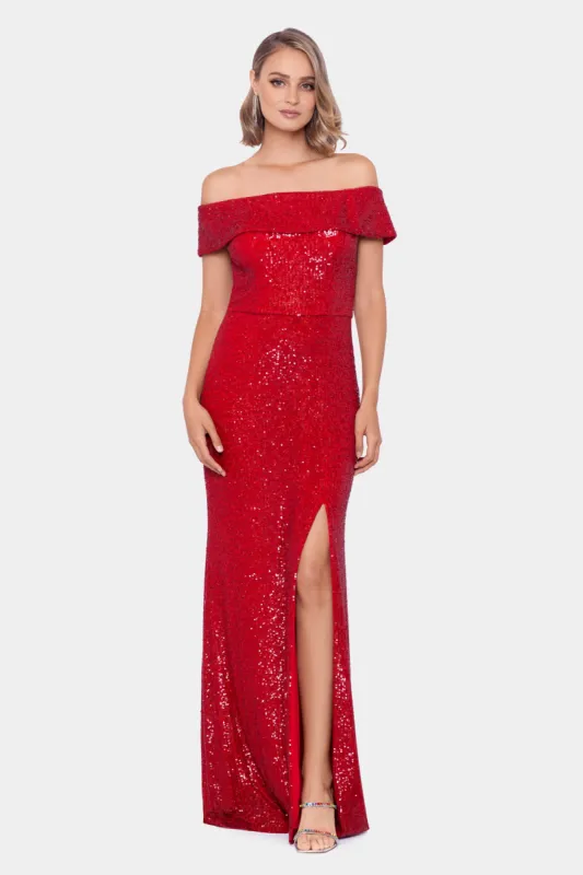 Off Shoulder Sequin Embellished Gown sold by Lord & Taylor