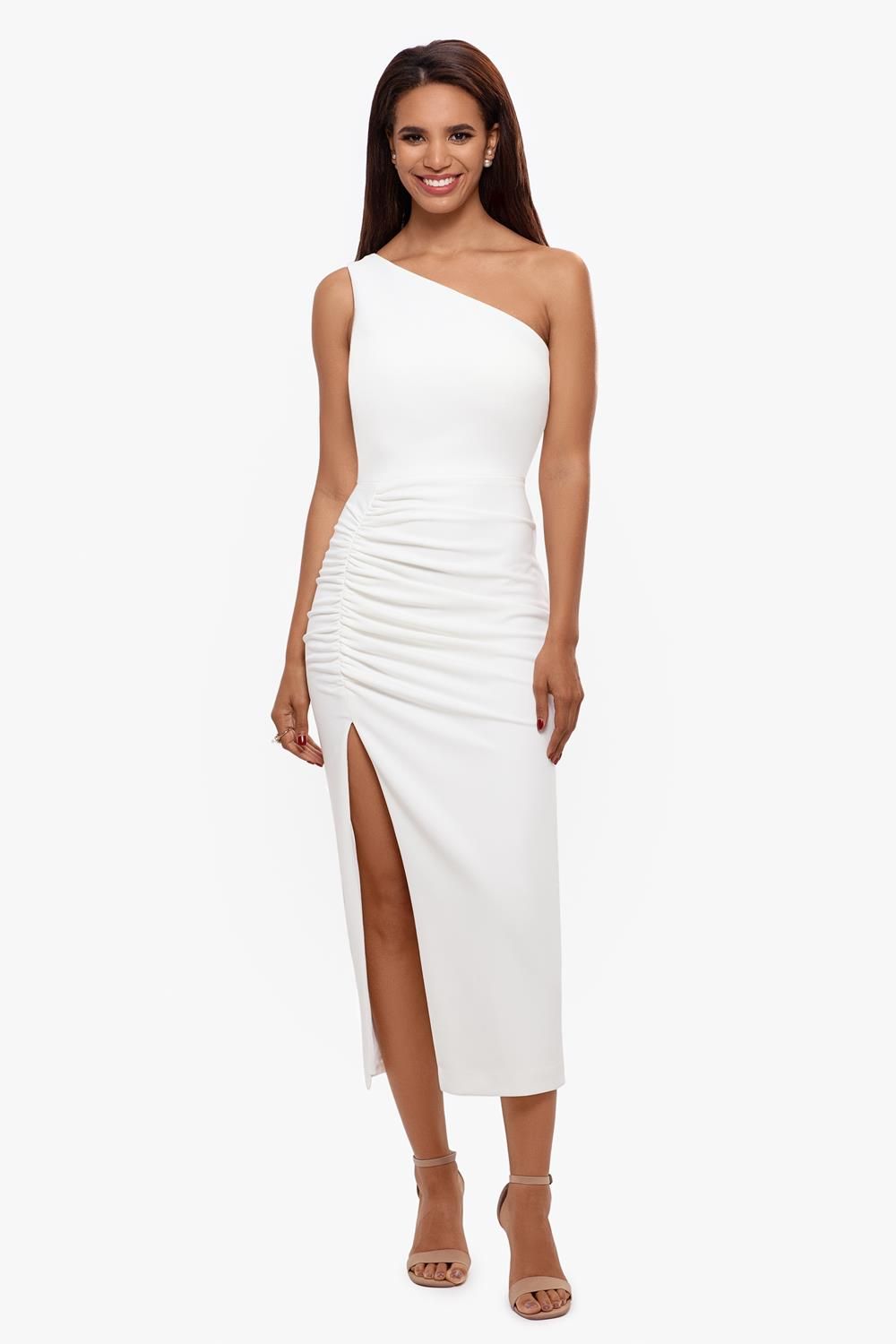 Midi Scuba Crepe One Shoulder Rouche sold by Lord & Taylor product image thumbnail 10