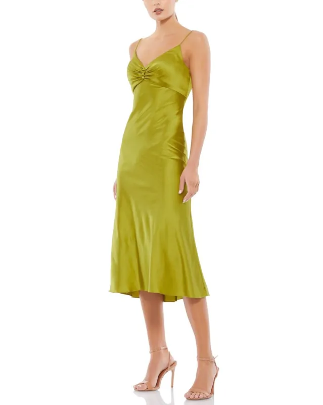 V Neck Satin Empire Waist Midi Dress sold by Lord & Taylor