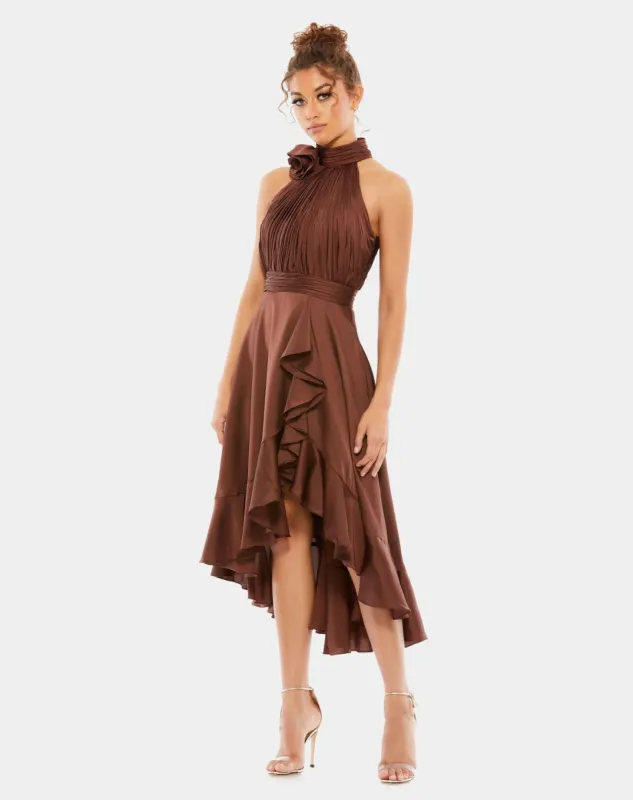 Halter Neck Flower Detail Ruffled Midi Dress sold by Lord & Taylor