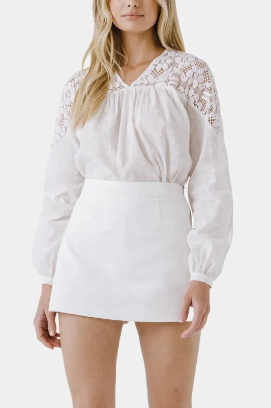 Lace Yoke Long Sleeve Blouse sold by Lord & Taylor