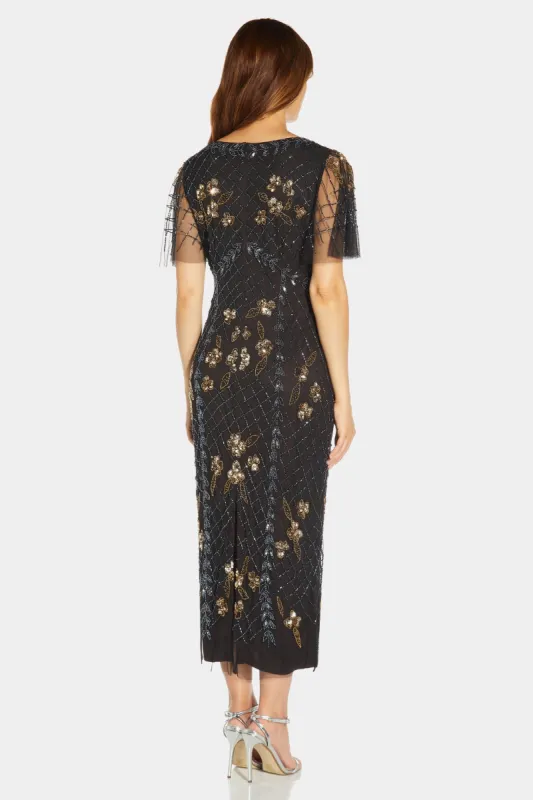 Flutter Beaded Ankle Dress made by Adrianna Papell