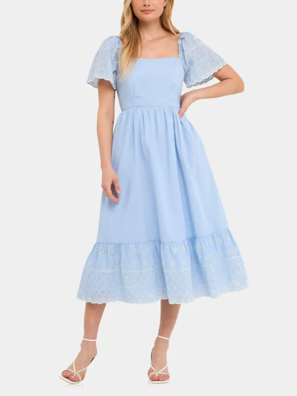 Scalloped Hem Embroidered Midi Dress sold by Lord & Taylor