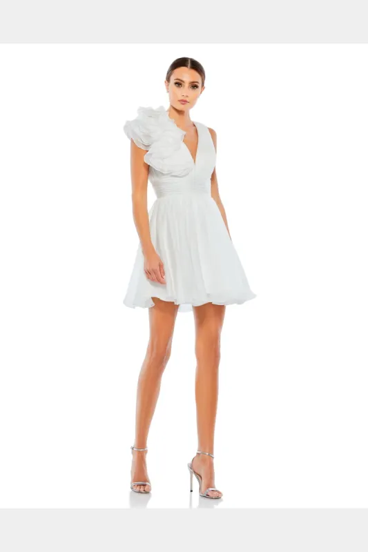 Ruffle Shoulder V Neck Fit & Flare Dress sold by Lord & Taylor