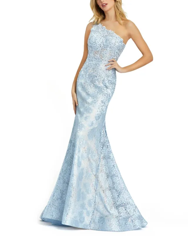 Asymmetric Lace A-Line Gown sold by Lord & Taylor
