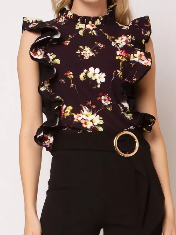 Floral Pring Ruffle Sleeveless Top sold by Lord & Taylor