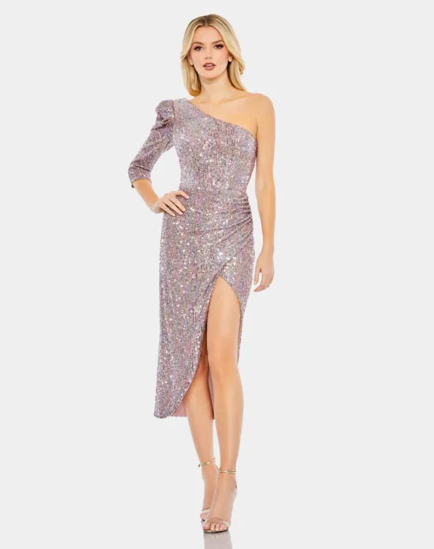 Sequined One Shoulder Faux Wrap Dress sold by Lord & Taylor