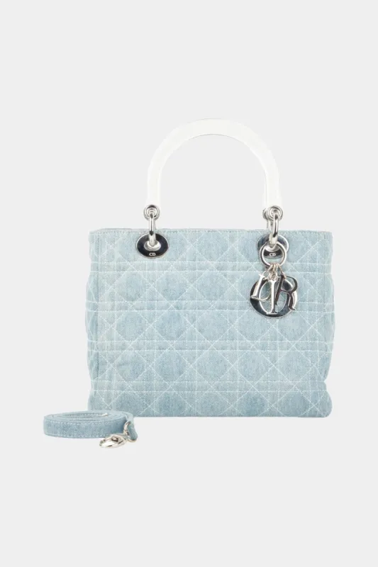 Lady Dior Denim Lucite SHW Medium Cannage Handbag sold by Lord & Taylor