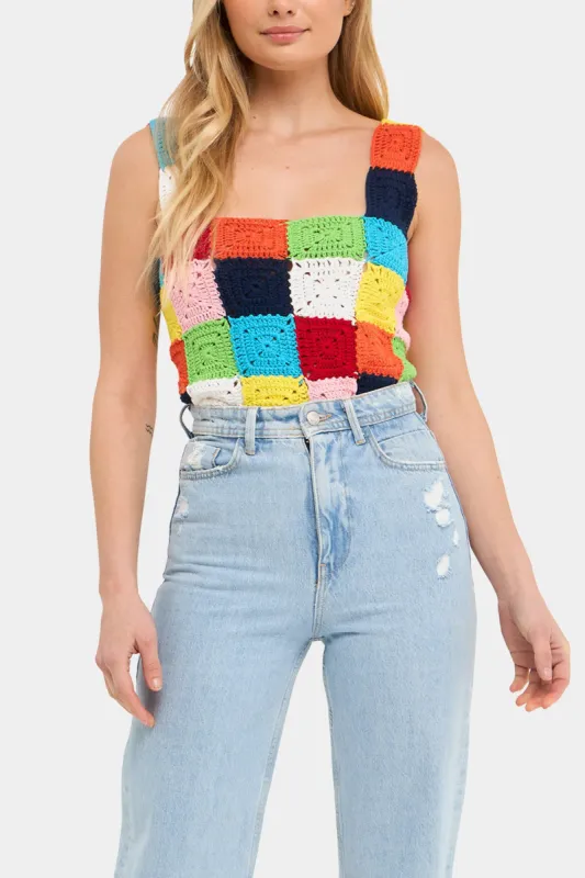Colorblock Crochet Tank Top sold by Lord & Taylor