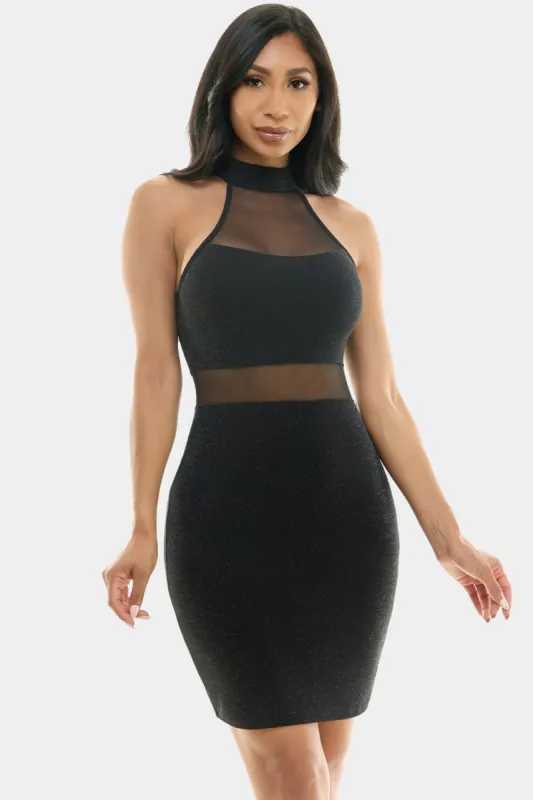 Mesh And Metallic Scuba Dress sold by Lord & Taylor