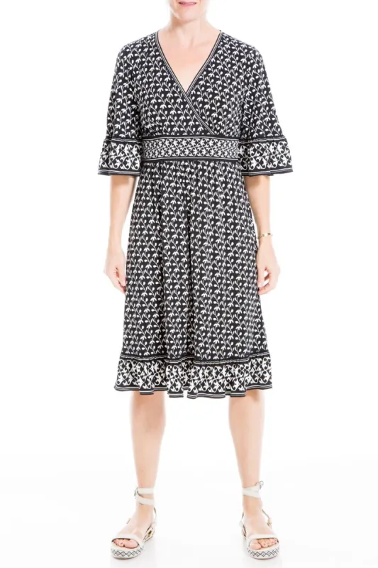 Matte Jersey Elbow Sleeve V Neck Midi Dress sold by Lord & Taylor