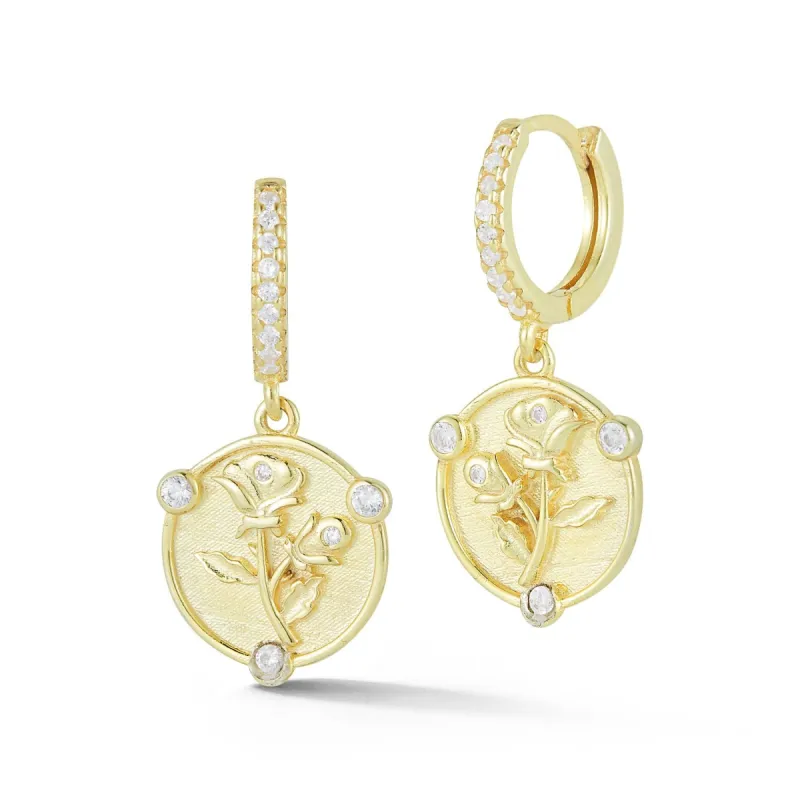 Sterling Silver Rose Huggie Earring sold by Lord & Taylor