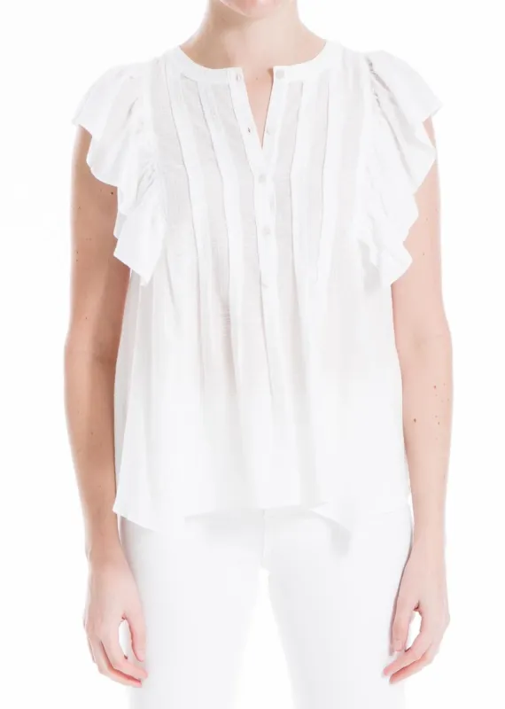 Textured Cotton Pintuck Flutter Sleeve Top sold by Lord & Taylor