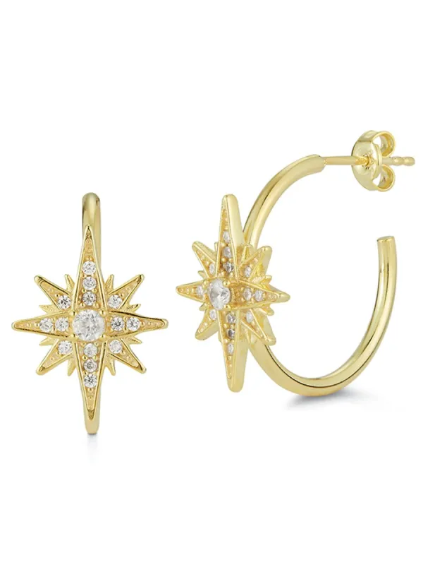 Sterling Silver Starburst Hoop Earring sold by Lord & Taylor