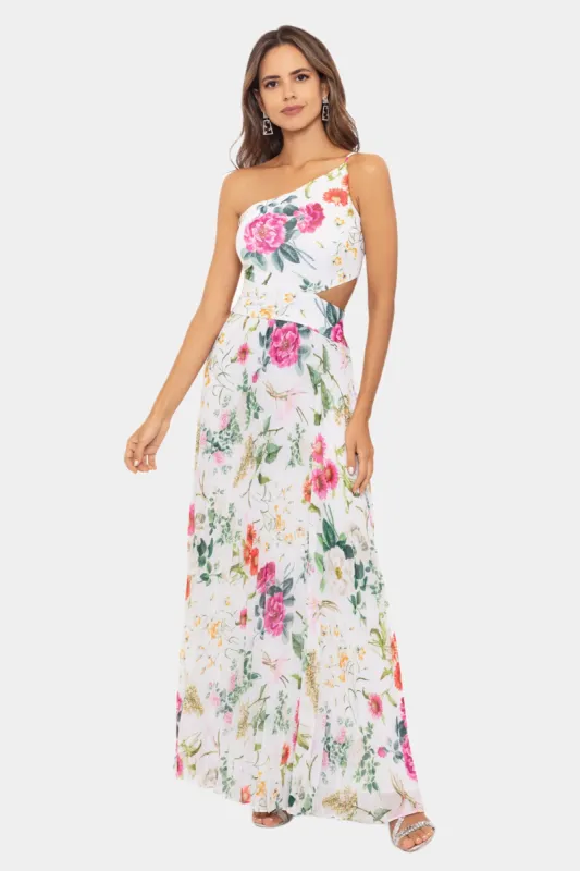 Long One Shoulder Floral High Multi Chiffon sold by Lord & Taylor