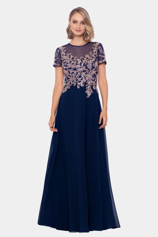 Long Cap Sleeve Bead Applique sold by Lord & Taylor