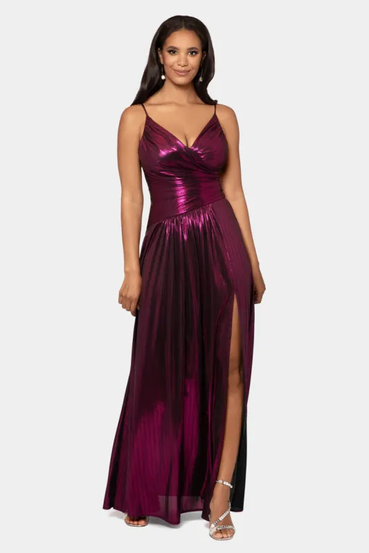 Long Metallic V Neck Gown sold by Lord & Taylor