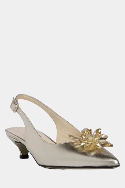 Kitten Heel Holiday Slingback Leather Pump sold by Lord & Taylor